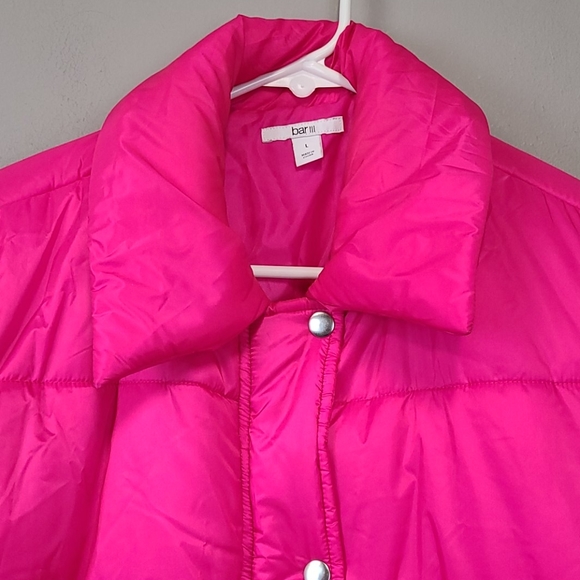 Bar III Pink Cropped Puffer Jacket size L - Picture 7 of 8